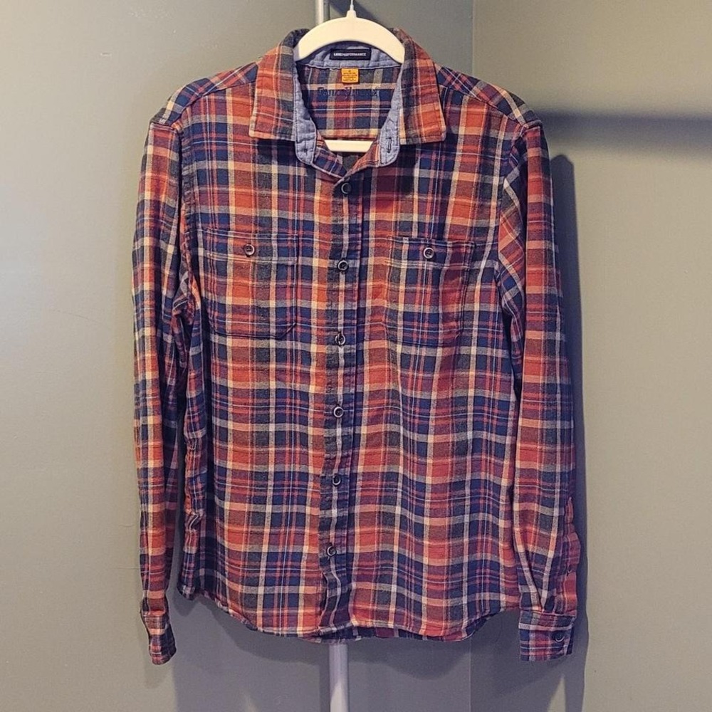 Tailor Vintage Luxe Performance‎ Plaid Flannel Shirt, Men's Size M, Red and Navy